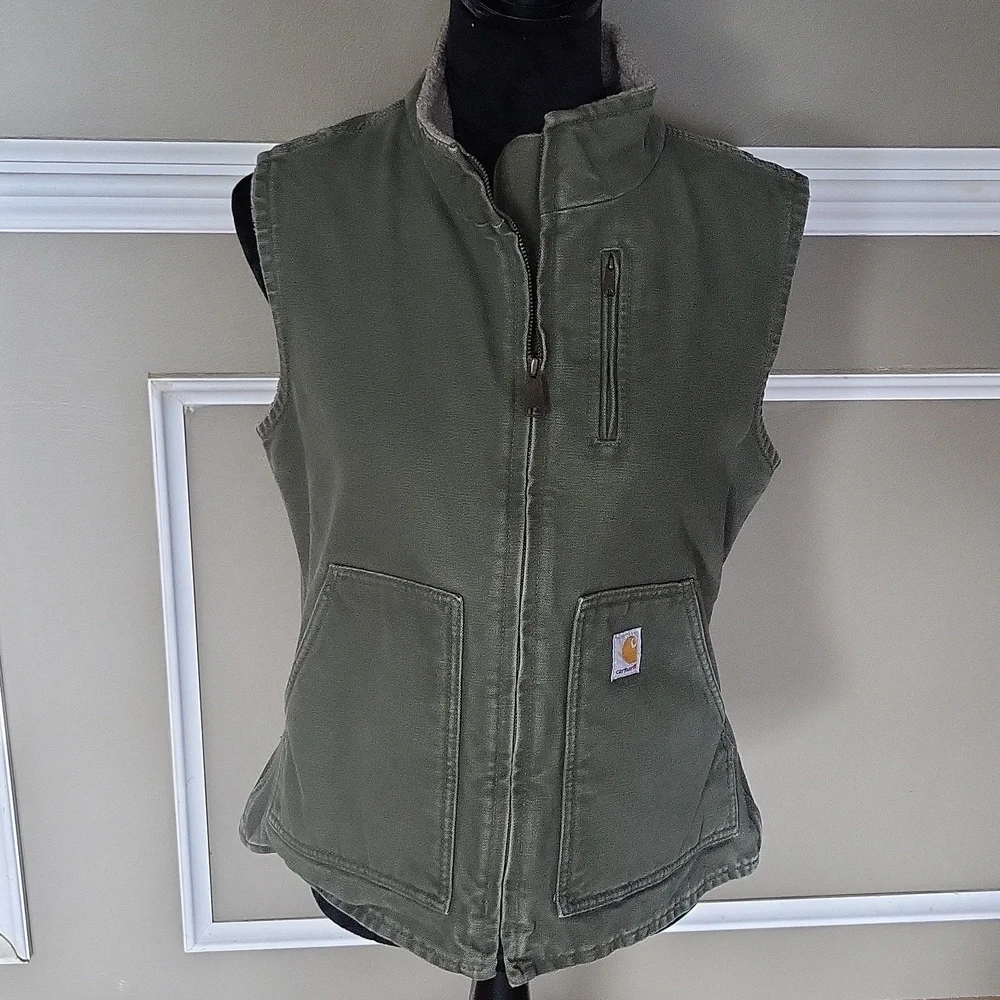 Vintage Carhartt Olive Green Women's Vest Size Small Regular